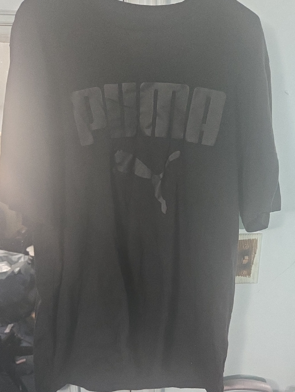 Puma Black Short Sleeve Tee with Tonal Logo